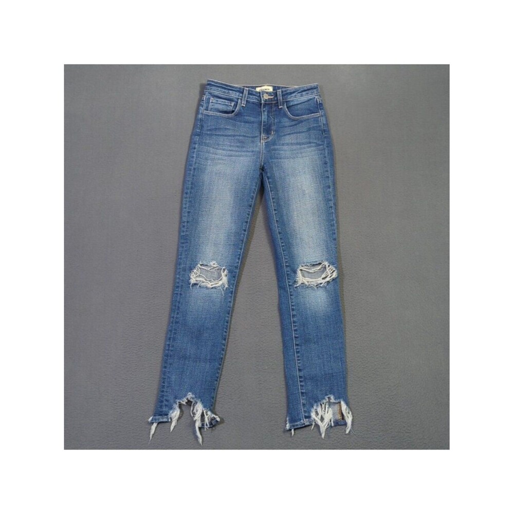 L'agence Jeans Women's 24 Blue High Line Skinny High Rise Plaza Distressed Denim